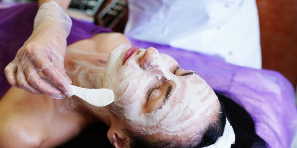 Woman Receives A Chemical Peel Facial.